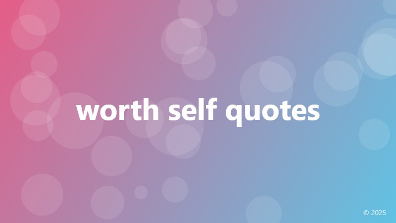 worth self quotes